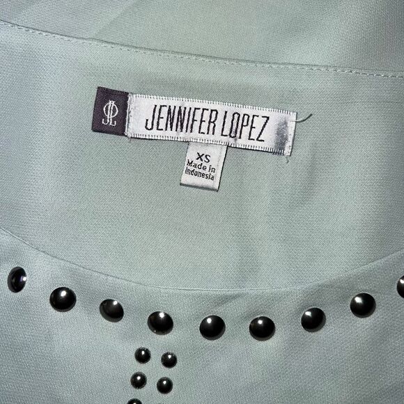 Jennifer Lopez Womens Blouse Top Shirt Studded Silky Tiered Pullover Layered XS - Picture 6 of 8
